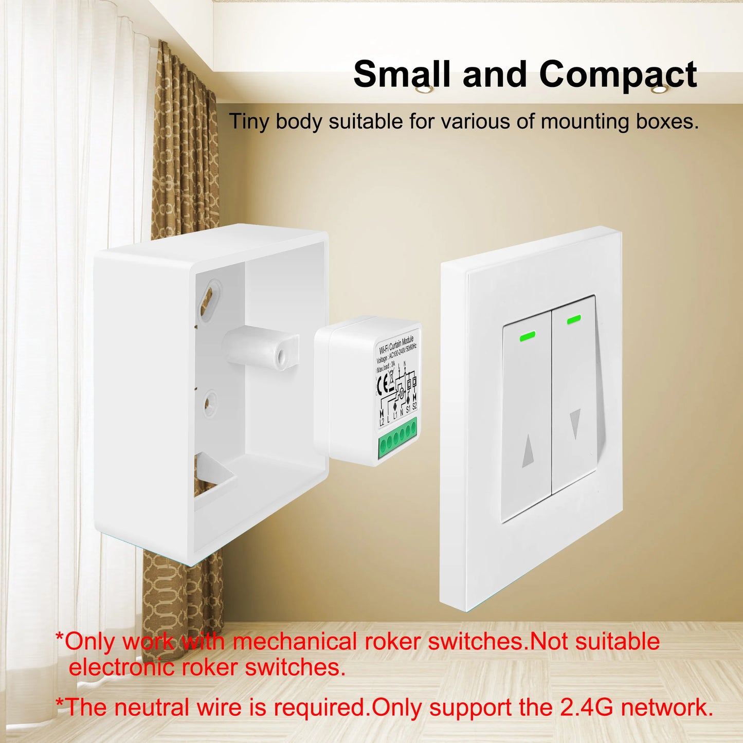 GIRIER Tuya Módulo de cortina inteligente Wifi Interruptor cego para motor elétrico de persiana de rolo 1/2 gang compatível com Alexa Google Home