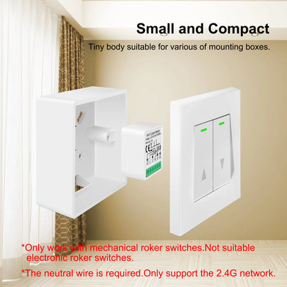 GIRIER Tuya Módulo de cortina inteligente Wifi Interruptor cego para motor elétrico de persiana de rolo 1/2 gang compatível com Alexa Google Home
