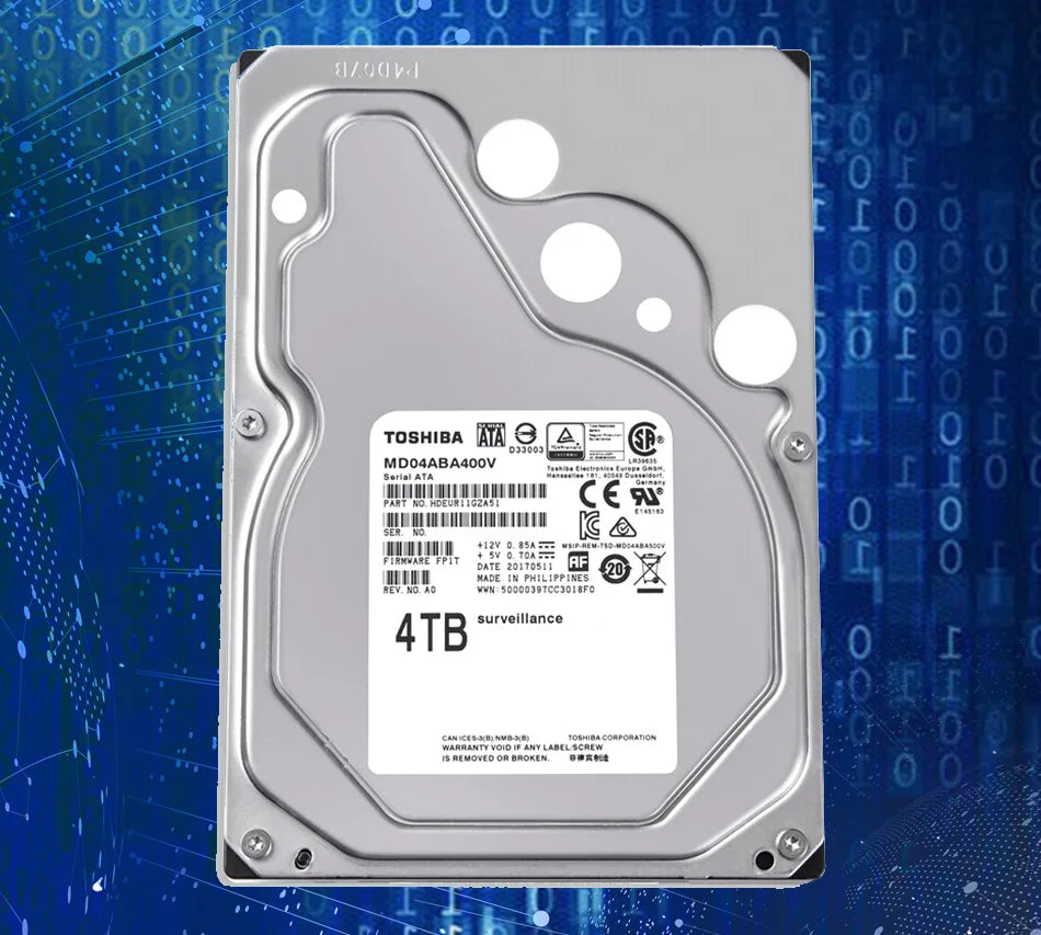 TOSHIBA 4TB Video Surveillance Hard Drive Disk DVR NVR CCTV Monitor HDD HD Internal SATA III 6Gb/s 5400RPM 128MB 3.5" harddisk