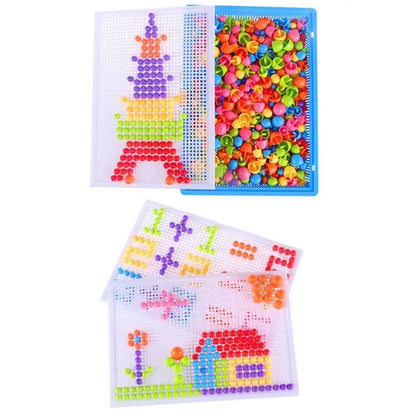 Juego de 296 cuentas de hongo en forma de clavo, rompecabezas inteligente 3D, tablero de rompecabezas para niños, juguetes educativos.