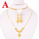 Dubai Jewelry Sets for Women 18k Gold Color Love Ethiopian African Heart Necklace Earrings Sets Arab Bridal Dowry Jewelry