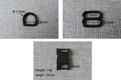 1Set Strong Hardware Metal Straps Slider D Ring Release Belt Buckle For Cat Pet Dog Collar Harness Paracord Sewing Accessory