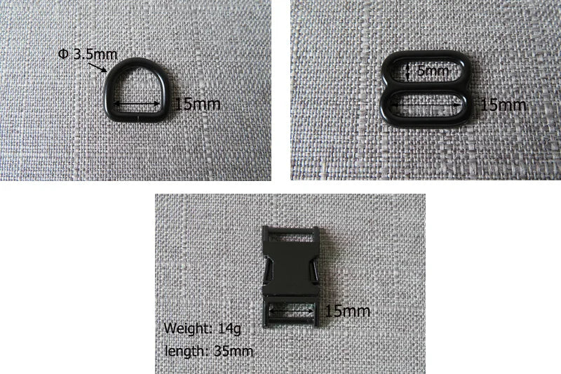 1Set Strong Hardware Metal Straps Slider D Ring Release Belt Buckle For Cat Pet Dog Collar Harness Paracord Sewing Accessory