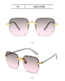3PCS Square Rimless Sunglasses Women Luxury Brand Designer Summer Red Glasses Fashion Sun Glasses For Men UV400 Shades Oculos