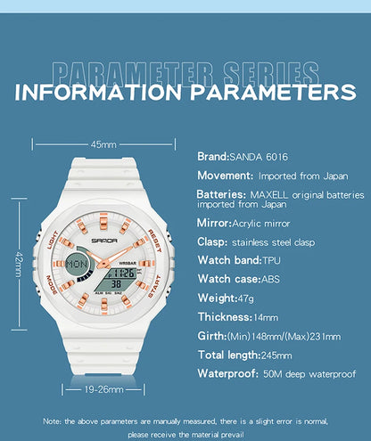 SANDA Outdoor Sports Watches Men Ms LED Digital Watches Military Waterproof Date Electronic Watch Boy Girl Relogio Masculino