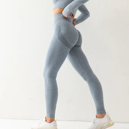 Leggings deportivos sin costuras para mujer, de cintura alta, elásticos, lisos, para yoga, gimnasio, trotar, de secado rápido, push up, ajustados, para mujer