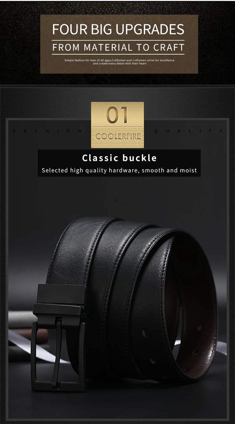 Men Belt Business Dress Belts for Men  Genuine Leather Belt Reversible Buckle Brown and Black Fashion Work Casual HQ111