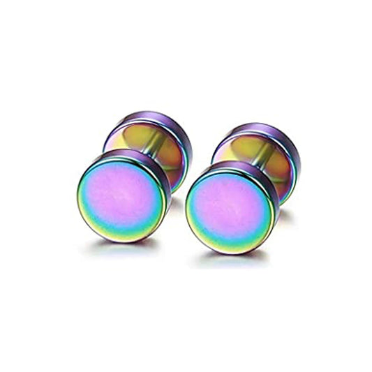 2pcs Punk Screw Stainless Steel Dumbbell Gothic Earrings for Women Men Street Pop Hip Hop Rock Hypoallergenic Earrings