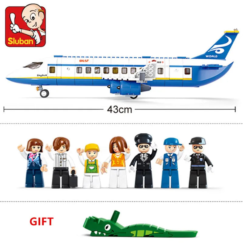 City Cargo Aircraft Plane Storage Airport Airbus Airplane Avion Technical Creative Building Blocks Educational Toys for Children