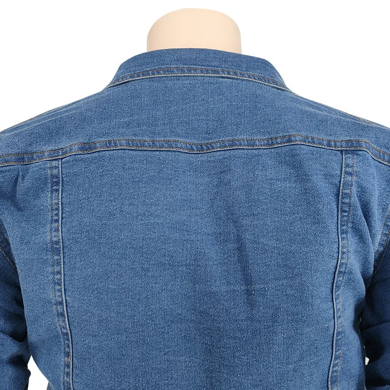 Plus Size Women's Two Piece Set Fall Outfits Long Sleeve Denim Coat and Jeans Stacked Pant Dropshipping Wholesale