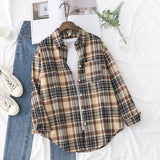 Casual Women's Plaid Shirt 2025 Spring Autumn New Ladies Loose Blouse and Tops Female Long Sleeve Shirts Fresh Checked Clothes