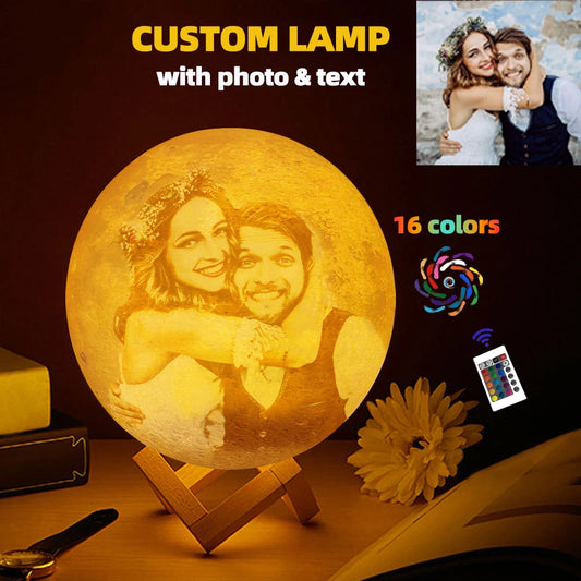 3D Printing Moon Lamp Personalized Photo Text Customized USB Night Light Birthday Mother's Day Valentine's Christmas Lunar Gift