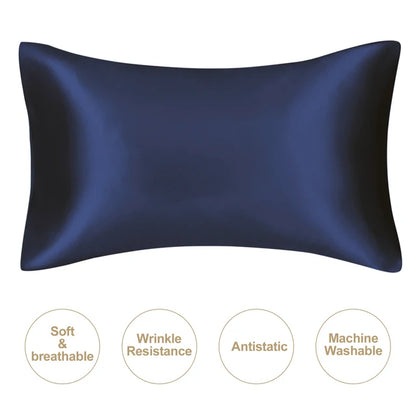 JuwenSilk - Funda de almohada sedosa con tinte, seda morera natural, funda de almohada estándar, tamaño Queen K 