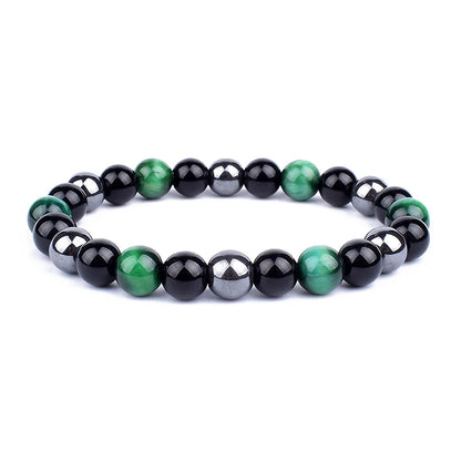 Pulseras de cuentas de obsidiana negra natural, hematita, ojo de tigre, para hombres, protección magnética de la salud, joyería para el alma de las mujeres, pulsera para hombre 