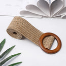 1PC Women Fashion Casual Straw Belt Round Wooden Buckle Elastic Waist Chain Belly Necklace Body Jewelry Dress Shirt Accessories
