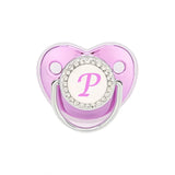 Metallic Purple Baby Pacifier with Cap, BPA Free Silicone Pacifier, Initial Letter Name, Dummy Teether, Baby Shower Gifts 