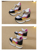 Fashion White Sneakers Women's High Platform Casual Shoes Height Increasi Leathe Shoes 10 CM Thick Sole Trainers Tennis Sports
