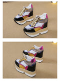 Fashion White Sneakers Women's High Platform Casual Shoes Height Increasing Leather Shoes 10 CM Thick Sole Trainers Tennis Sports