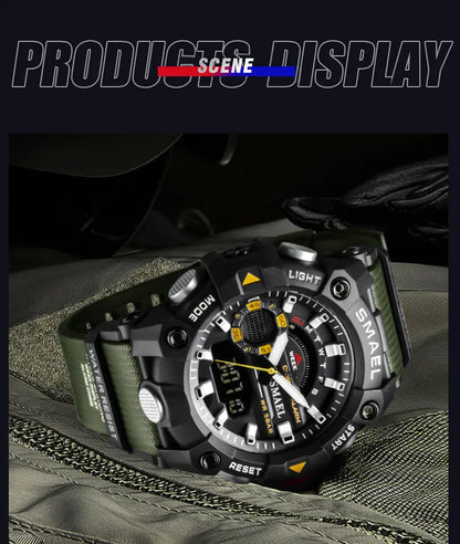 SMAEL Fashion Sport Watches Men Shock Resistant 50M Waterproof Wristwatch LED Alarm Stopwatch Clock Military 8040 Men Watch