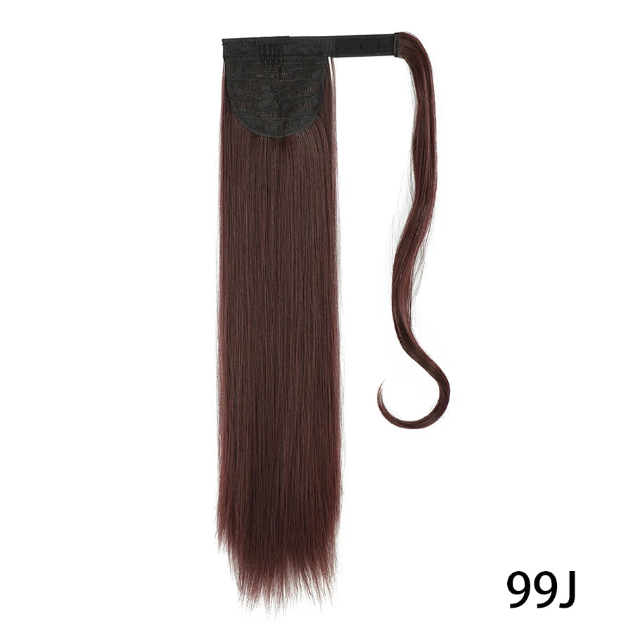 32inches Synthetic Ponytail Hair Extension Clip in Fake Wig Hairpiece Blonde Wrap Around Pigtail Long Smooth Overhead Pony Tail