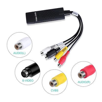 Tarjeta de captura de video USB Easy Cap VHS VCR Mini DV Hi8 Convertidor de DVD a digital RCA/S-video a USB 2.0 Captura de audio y video
