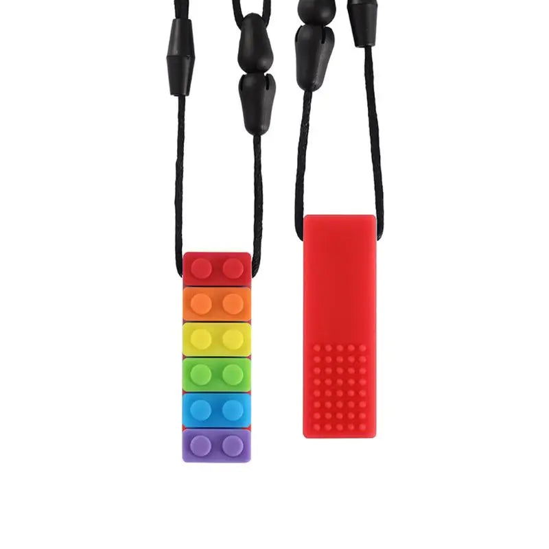 Collar sensorial para masticar, paquete de colgante de silicona para masticar, juguete de entrenamiento y desarrollo para bebés en dentición, autismo y ansiedad.