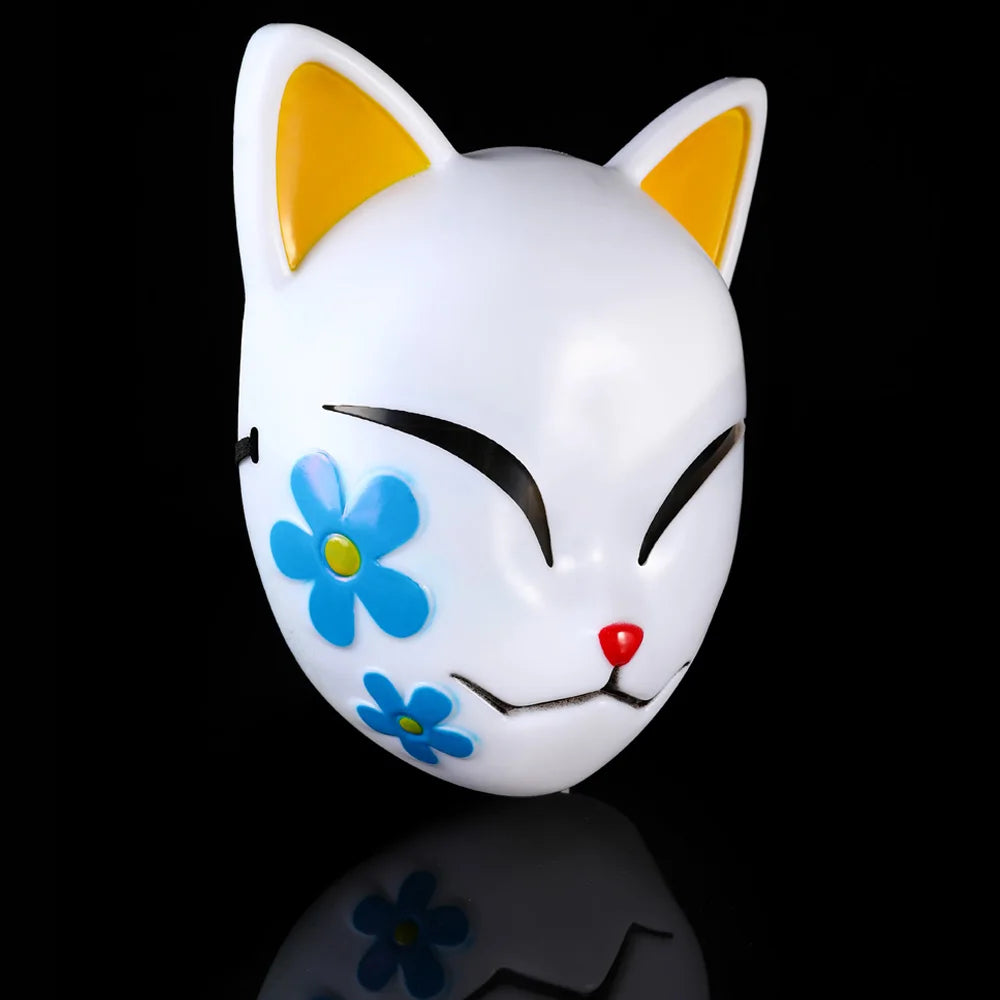 Máscara de Anime Japonês "Raposa Demônio" (Cosplay de Sabito, Makomo ou Tanjiro) – Máscara de Animal em Plástico Reforçado – Acessório de Luxo para Fantasia de Halloween