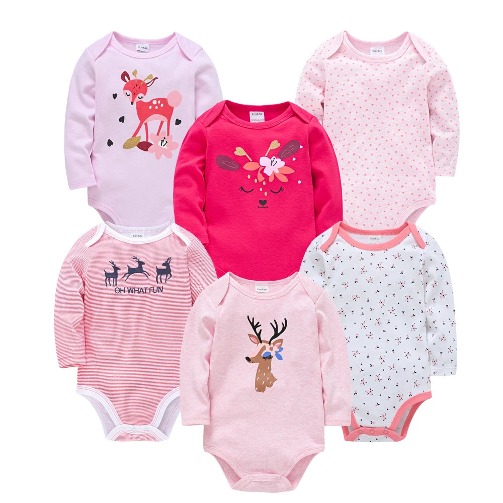 Conjunto de 3/6 piezas de ropa de moda para bebés Kavkas, conjunto de algodón suave de manga larga para otoño, mono para niños y niñas, body para recién nacidos
