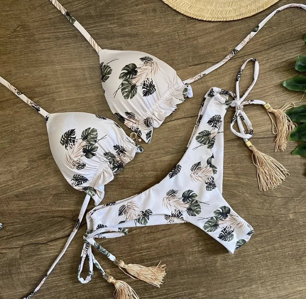Conjunto de bikini sexy 2021 de 2 piezas con estampado de calor, traje de baño deportivo para mujer, ropa de playa, traje de baño push-up acolchado, mono de baño exquisito
