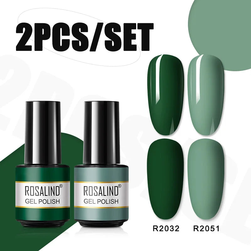 ROSALIND Nail Gel Manicure Set Hybrid Varnish Kit For Nails Art UV Lamp Semi Permanent Nail Gel Polish Set With Good Pack