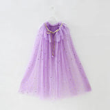 Summer Girl Princess Party Accessories Cloak Snow Queen Elsa Anna Costume Cape Rapunzel Aurora Sequins Tulle Halloween Mantle
