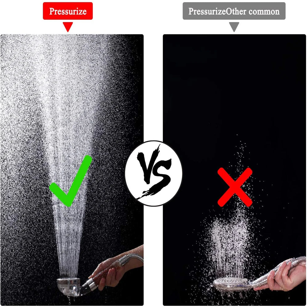 Cabezal de ducha de spa con filtro de mano de alta presión ajustable de 3 modos y soporte para manguera, bolas minerales de aniones presurizados Z&amp;L para baño