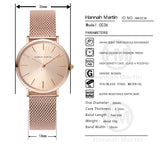 HANNAH MARTIN Women Watch Nordic Minimalist Japan Quartz Movement 3Bar Waterproof Women 36mm Full Rose Gold Dropshipping Watches