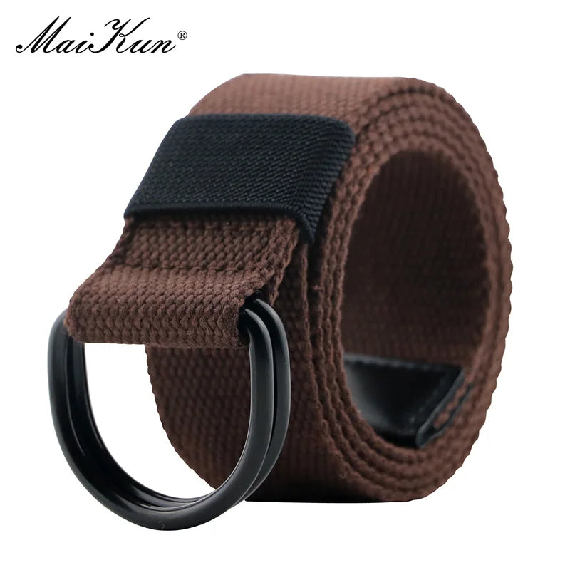 Maikun Tactical Canvas Men Belt High Quality Unisex Double D-Ring Buckle Waistband Casual Canvas Female Belt Fabric For Jeans