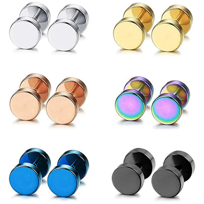 2 pendientes góticos estilo punk de acero inoxidable con forma de mancuerna para hombre y mujer, estilo hip hop, rock, hipoalergénicos. 