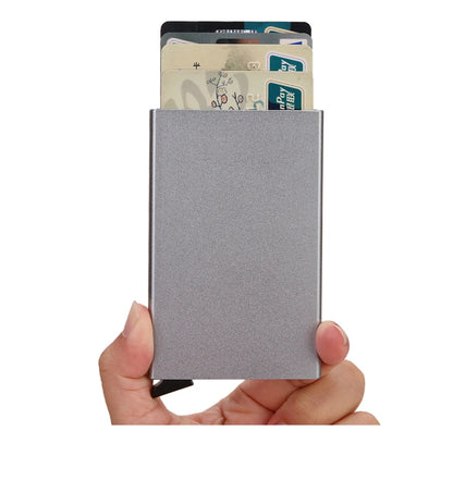 Tarjetero RFID de aluminio metálico, minibilleteras minimalistas y delgadas para hombre y mujer, tarjetero de negocios para hombre y mujer