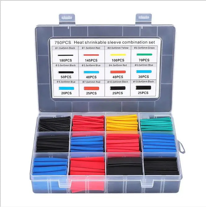 127-750pcs Heat-shrink Tubing Heat-resistant Tube Heat Shrink Wrap Kit Electrical Connection Wire Cable Insulation Sleeving