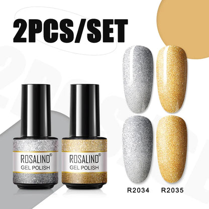 ROSALIND Nail Gel Manicure Set Hybrid Varnish Kit For Nails Art UV Lamp Semi Permanent Nail Gel Polish Set With Good Pack