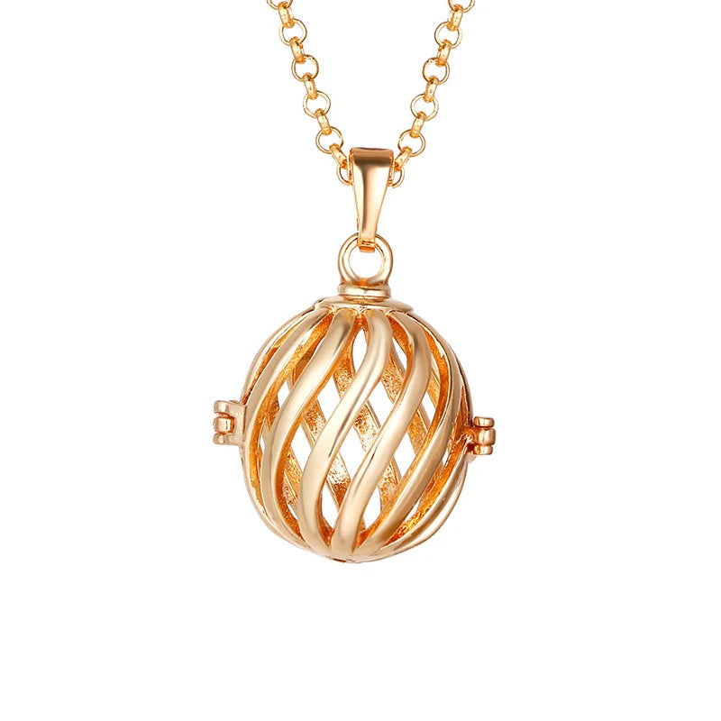 Mexico Music Ball Hollow Zircon Pendant Vintage Perfume Locket Necklace Aromatherapy Diffuser Sweater Chain For Women Jewelry