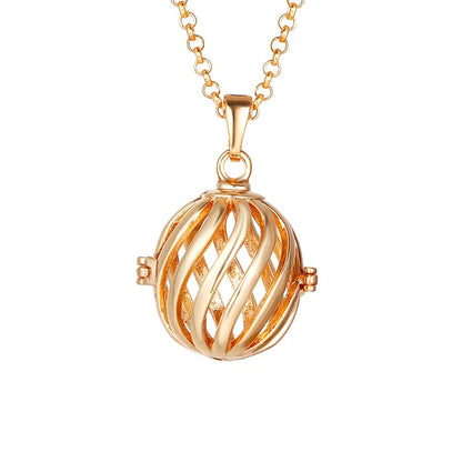 Mexico Music Ball Hollow Zircon Pendant Vintage Perfume Locket Necklace Aromatherapy Diffuser Sweater Chain For Women Jewelry