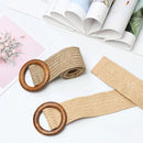 1PC Women Fashion Casual Straw Belt Round Wooden Buckle Elastic Waist Chain Belly Necklace Body Jewelry Dress Shirt Accessories