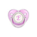 Chupete morado metalizado con tapa, chupete de silicona sin BPA, nombre con inicial, chupete mordedor, regalo para baby shower 