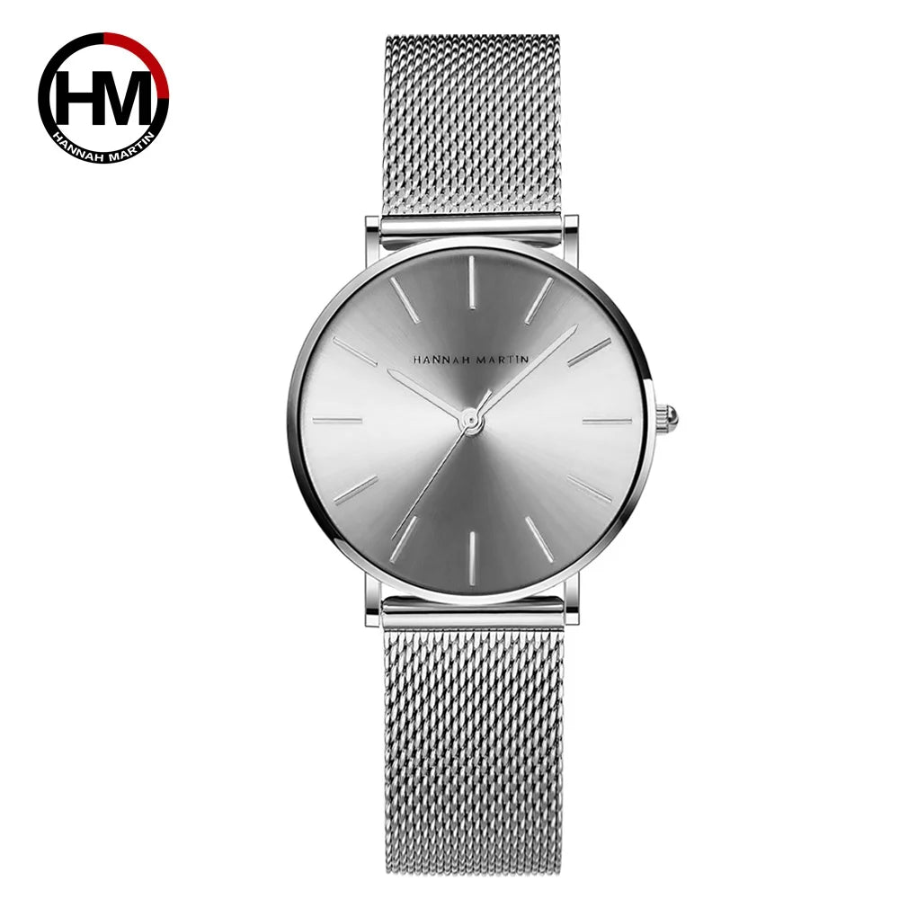 HANNAH MARTIN Women Watch Nordic Minimalist Japan Quartz Movement 3Bar Waterproof Women 36mm Full Rose Gold Dropshipping Watches