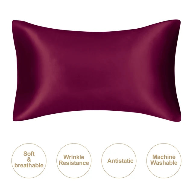 JuwenSilk-Silky Pillowcase Stain, Natural Mulberry Silk, Standard Pillowcase, Queen K 