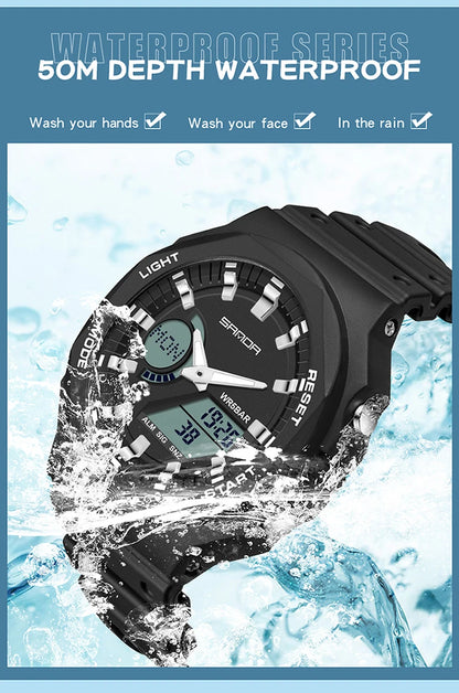 SANDA Outdoor Sports Watches Men Ms LED Digital Watches Military Waterproof Date Electronic Watch Boy Girl Relogio Masculino