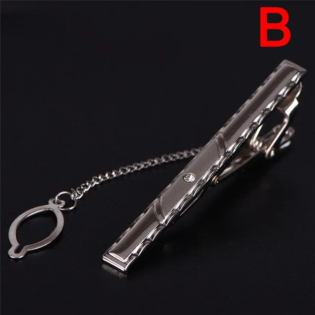 Clip de corbata de metal nuevo para hombre, broche de corbata de boda, broche de corbata de caballero, alfiler de corbata de cristal para accesorios de hombre, joyería.