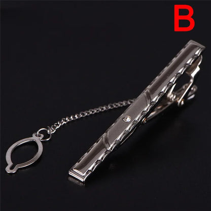 Clip de corbata de metal nuevo para hombre, broche de corbata de boda, broche de corbata de caballero, alfiler de corbata de cristal para accesorios de hombre, joyería.