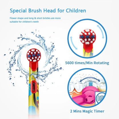 Oral B Electric Toothbrush for Kid Soft Brush Rotation Clean Teeth Brush For Kid Gentle Clean Teeth Waterproof Kid Tooth Brush