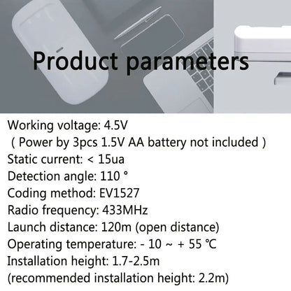 433MHz Wireless Pet-immunity PIR Motion Sensor Detector 15kg Pet Immune EV1527 Code Smart Home Security Host Alarm Accessories