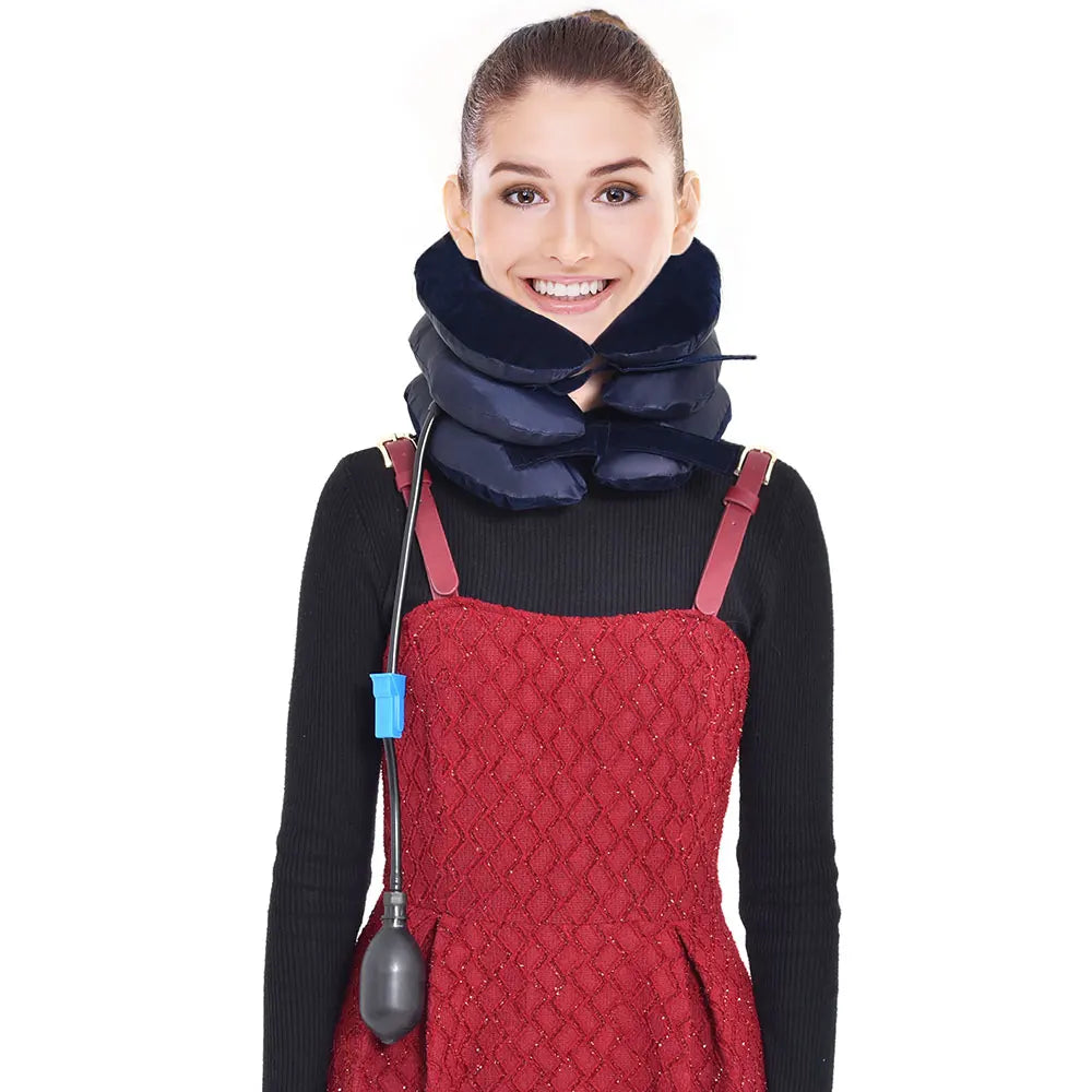 Collarín cervical inflable con tracción cervical, soporte para tractor, almohada de masaje, alivio del dolor, relajación, cuidado de la salud, camilla para cuello y cabeza.